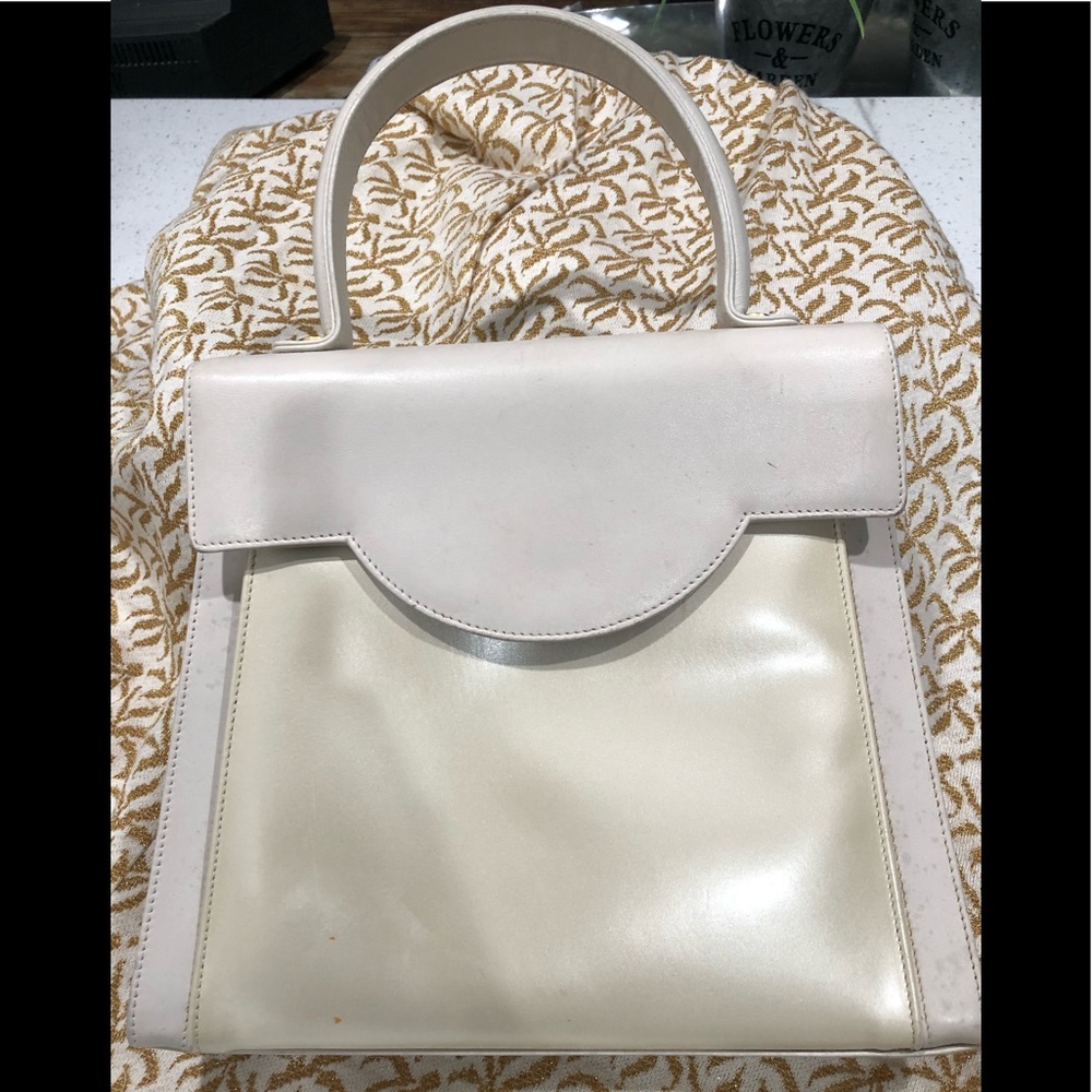 Vintage Salvatore Ferragamo leather Kelly bag cream